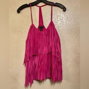 AS by DF Pink Suede Fringe Top
